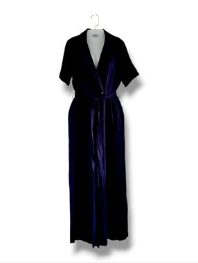 HYFVE | Classic Dark Navy Short Sleeve Self Tie Maxi Wide Leg Jumpsuit (SIZE S)